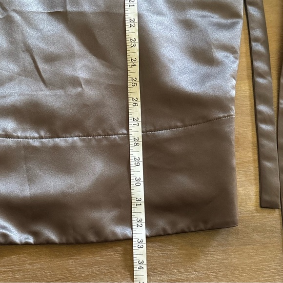 BCBGMazAzria Green Gray Strapless Satin Pleat Tie Waist Fitted Dress, Size 0 - Picture 6 of 8